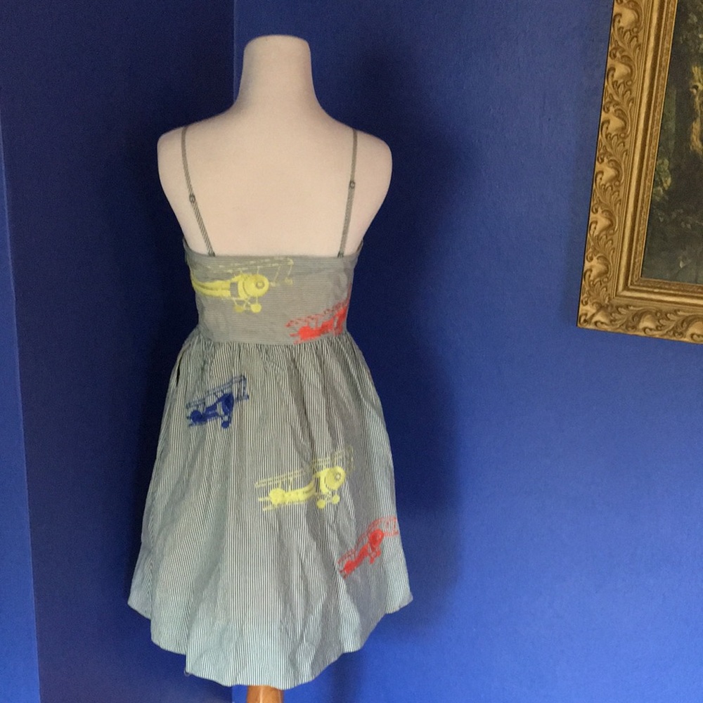 Moulinette Soeurs airplane pinstripe dress cotton summer sundress ✈️ - Picture 12 of 17